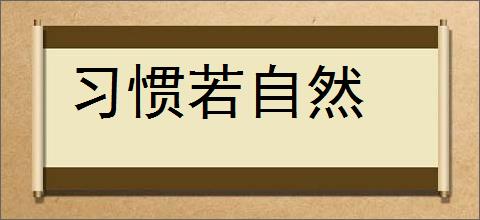 习惯若自然的意思,及其含义,习惯若自然基本解释