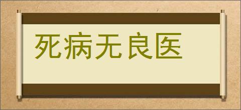 死病无良医的意思,及其含义,死病无良医基本解释