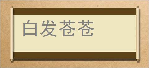 白发苍苍的意思,及其含义,白发苍苍基本解释