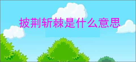 披荆斩棘是什么意思