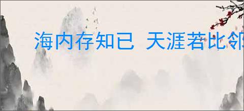 海内存知已 天涯若比邻