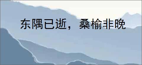 东隅已逝，桑榆非晚