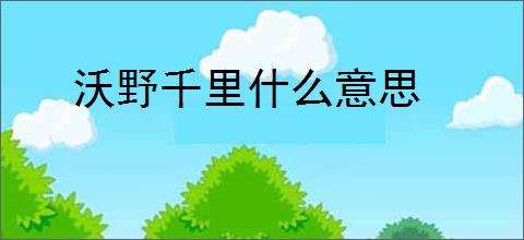 沃野千里什么意思