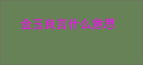 金玉良言什么意思