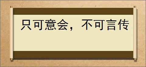 只可意会，不可言传