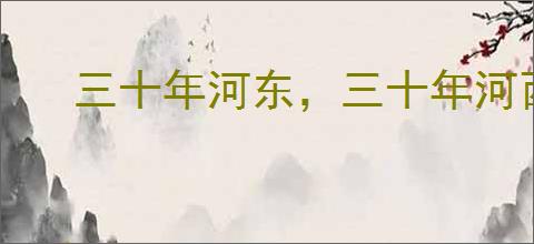三十年河东，三十年河西