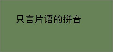 只言片语的拼音