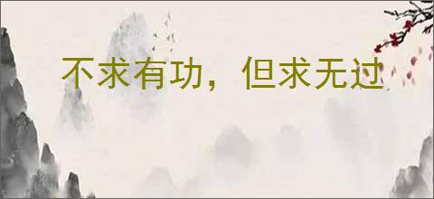 不求有功，但求无过